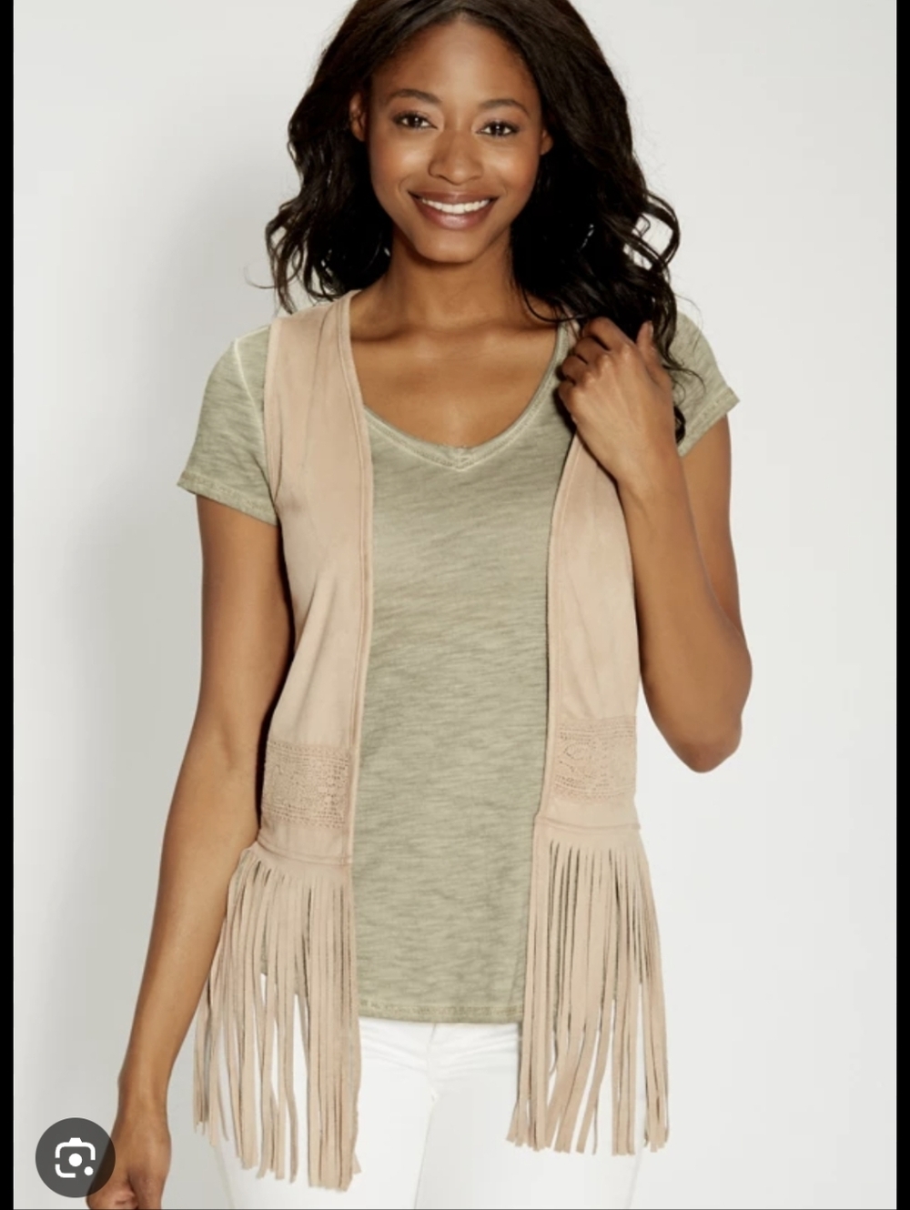 NWOT Maurices Faux Suede Boho Fringe Vest Womens Size XS
